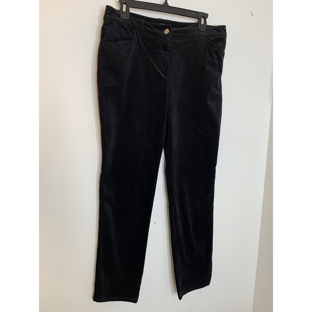 CHICO'S Pants Women's 0.5 Small 6 Black Velveteen Soft Chino Velvet Straight